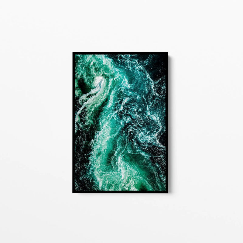 Ocean Wake - Green Turquoise Ocean Aerial Art Print Stretched Canvas Wall Art - I Heart Wall Art