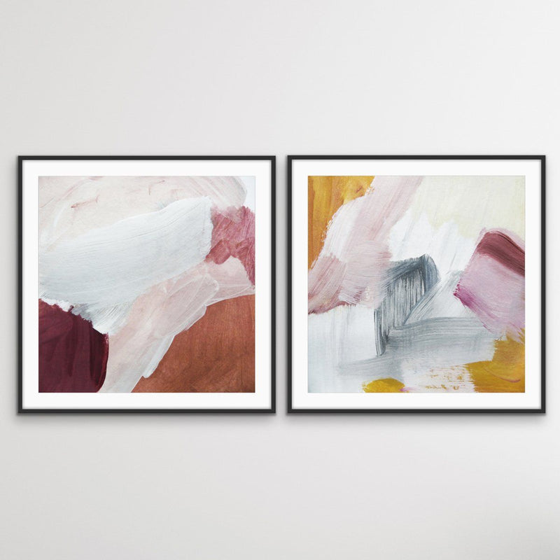 Ochre Horizons- Two Piece Square Abstract Print Set - I Heart Wall Art