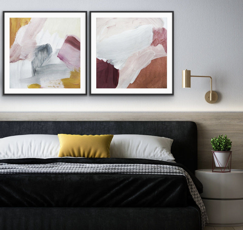 Ochre Horizons- Two Piece Square Abstract Print Set - I Heart Wall Art