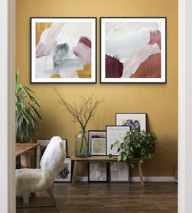 Ochre Horizons- Two Piece Square Abstract Print Set - I Heart Wall Art