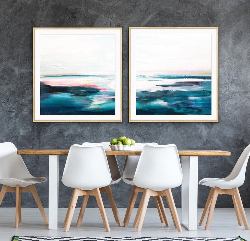 Off The Coast - Two Piece Square Abstract Print Set - I Heart Wall Art