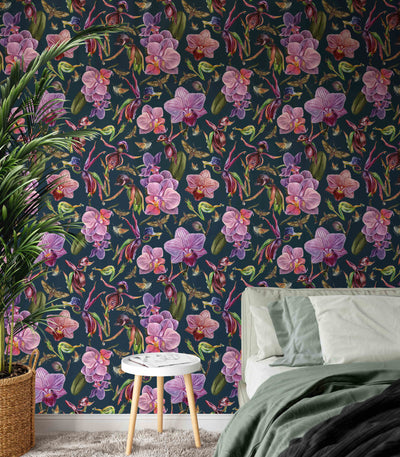 Orchid Garden - Painted Orchid Watercolour Wallpaper I Heart Wall Art Australia 