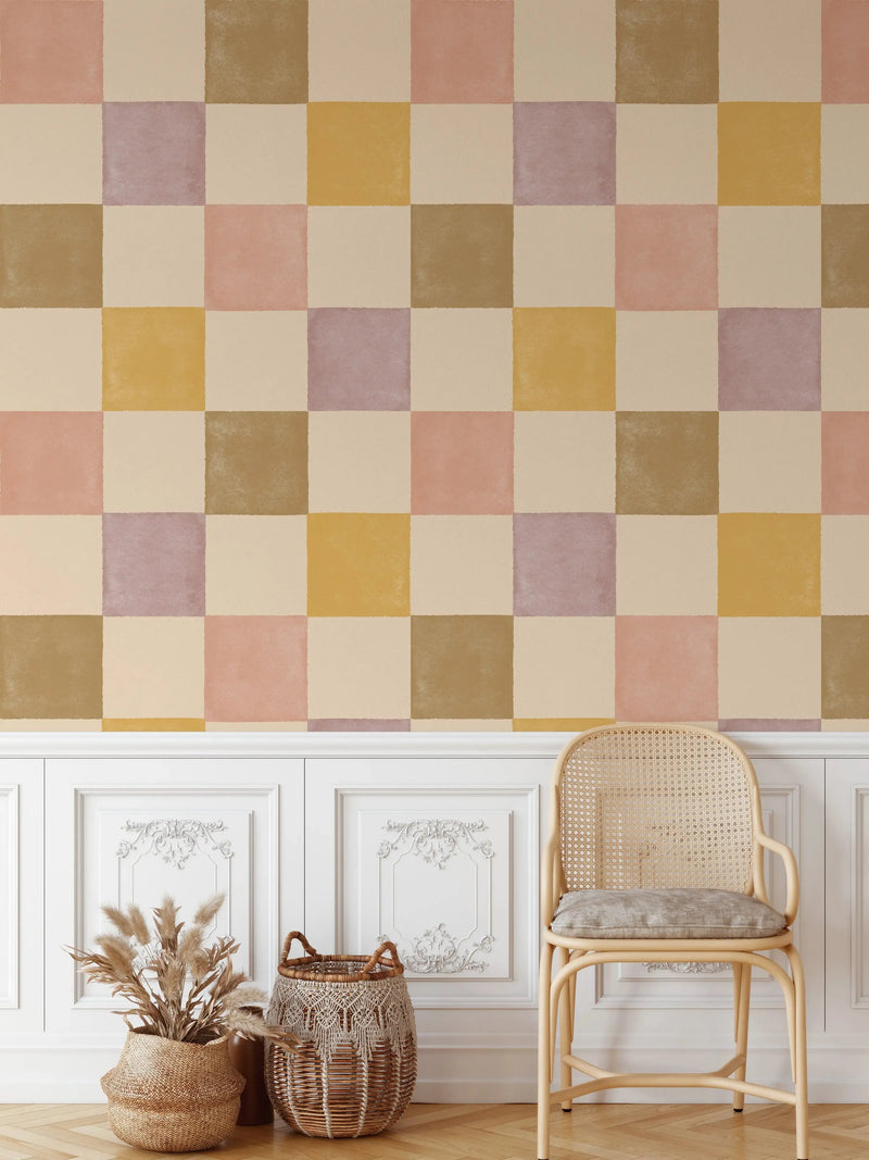 Painted Checkerboard Design Two  - Peel and Stick Removable Wallpaper I Heart Wall Art Australia 
