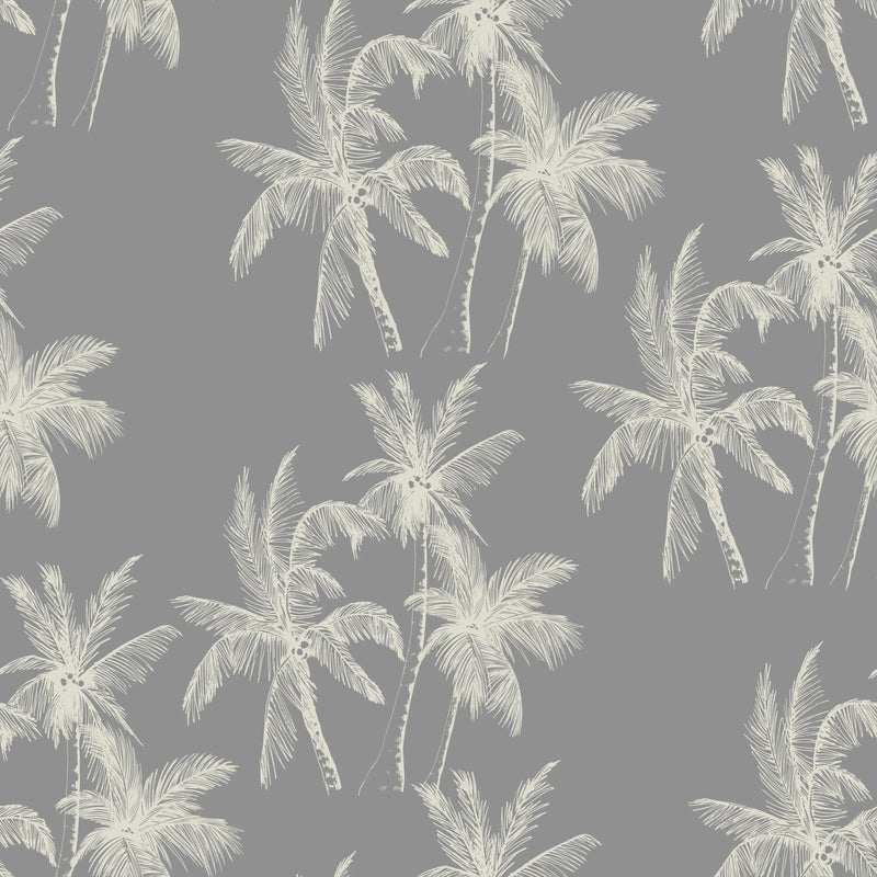 Palm Dreams in Darker Tones Wallpaper - Cream and Dark Grey Palm Tree Tropical Removable Peel and Stick or Soak and Stick Wallpaper I Heart Wall Art Australia 