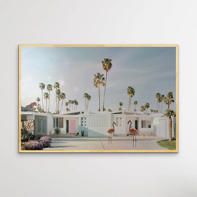 Palm Springs Apocalypse - Mid Century Modern Photographic Print With Flamingo and Leopard - I Heart Wall Art