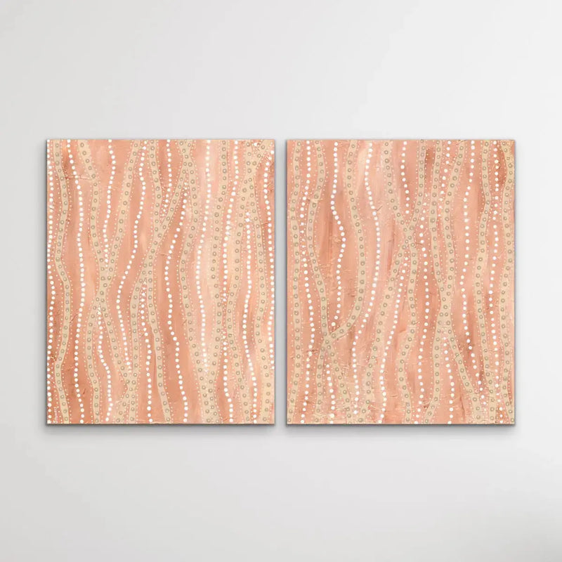 Paperbark - Two Piece Aboriginal Art Print Set by Holly Stowers - Canvas or Art Print Dot Paintings I Heart Wall Art Australia 