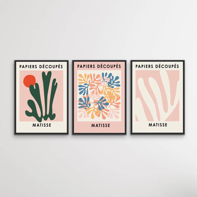 Papiers Decoupes - Matisse Inspired Three Piece Print Set Triptych - I Heart Wall Art