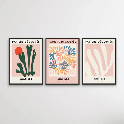 Papiers Decoupes - Matisse Inspired Three Piece Print Set Triptych - I Heart Wall Art