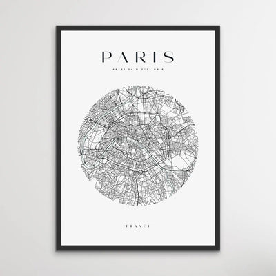Paris City Map - Heart, Square Or Round City Map I Heart Wall Art 