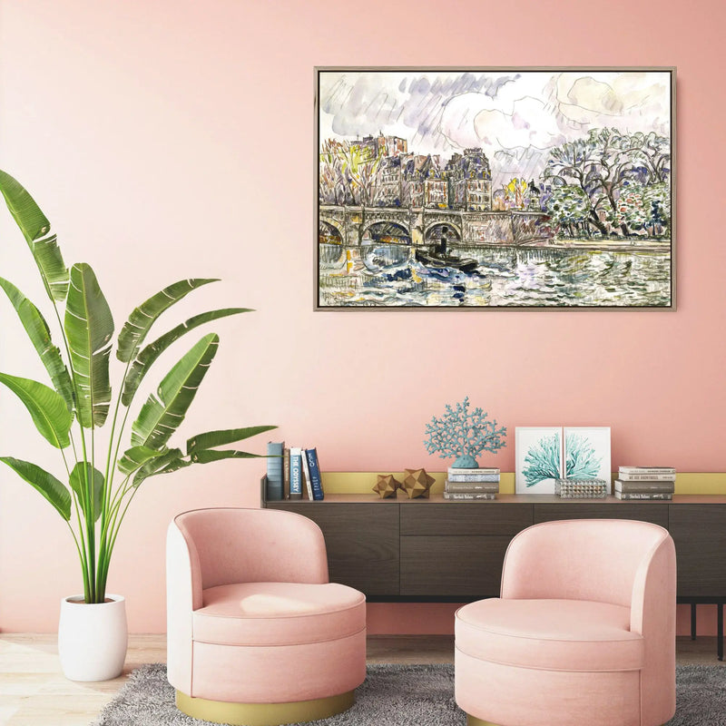 Paris Le Place Dauphine by Paul Signac - Stretched Canvas Print or Framed Fine Art Print - Artwork I Heart Wall Art Australia 