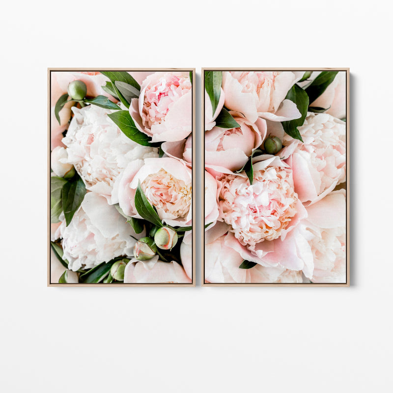 Peony Bouquet - Two Piece Pink Peony Photographic Print Wall Art Diptych - I Heart Wall Art