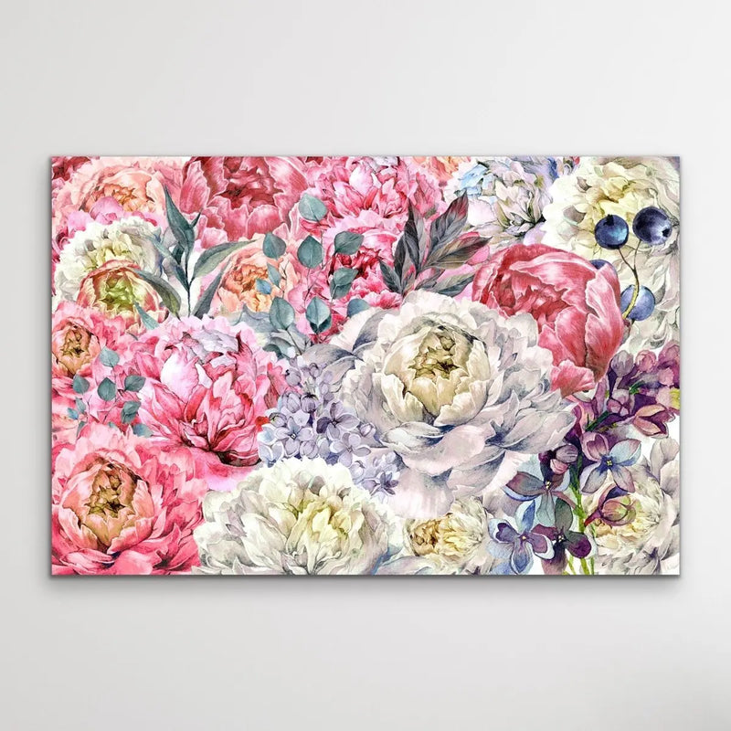Peony Garden -Floral Pink and White Art Print and Stretched Canvas Wall Art Print - I Heart Wall Art