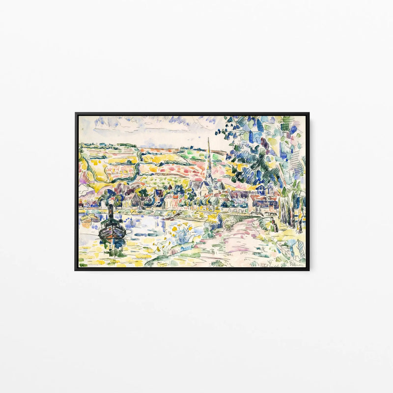 Petit Andely-The River Bank by Paul Signac- Stretched Canvas Print or Framed Fine Art Print - Artwork I Heart Wall Art Australia 