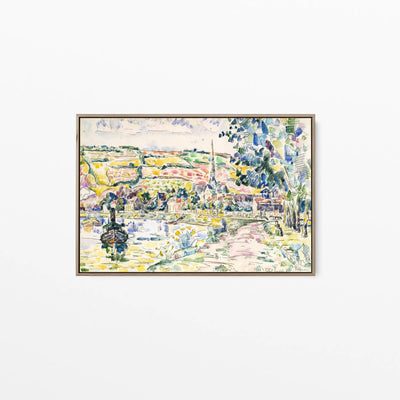 Petit Andely-The River Bank by Paul Signac- Stretched Canvas Print or Framed Fine Art Print - Artwork I Heart Wall Art Australia 