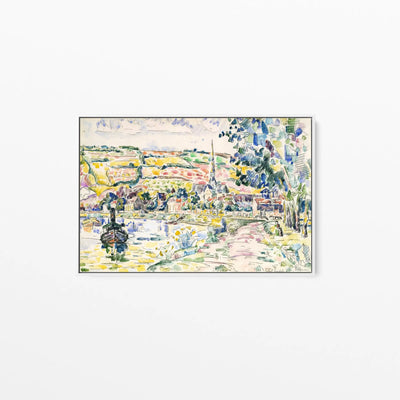 Petit Andely-The River Bank by Paul Signac- Stretched Canvas Print or Framed Fine Art Print - Artwork I Heart Wall Art Australia 