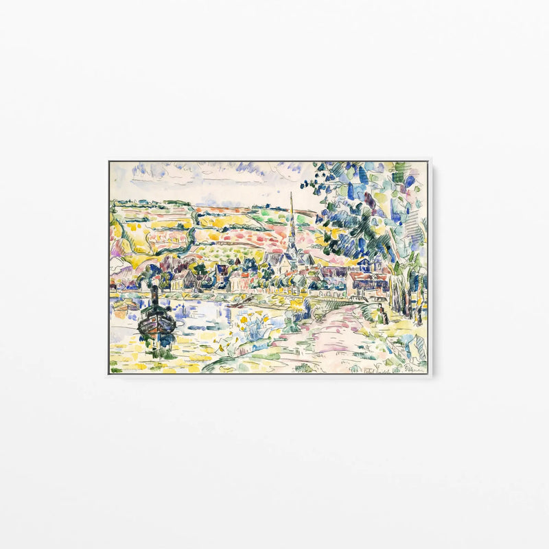 Petit Andely-The River Bank by Paul Signac- Stretched Canvas Print or Framed Fine Art Print - Artwork I Heart Wall Art Australia 
