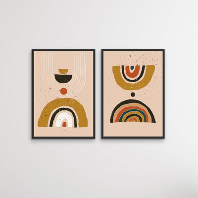 Philosophy - Two Piece Abstract Boho Geometric Minimalist Print Set Diptych - I Heart Wall Art