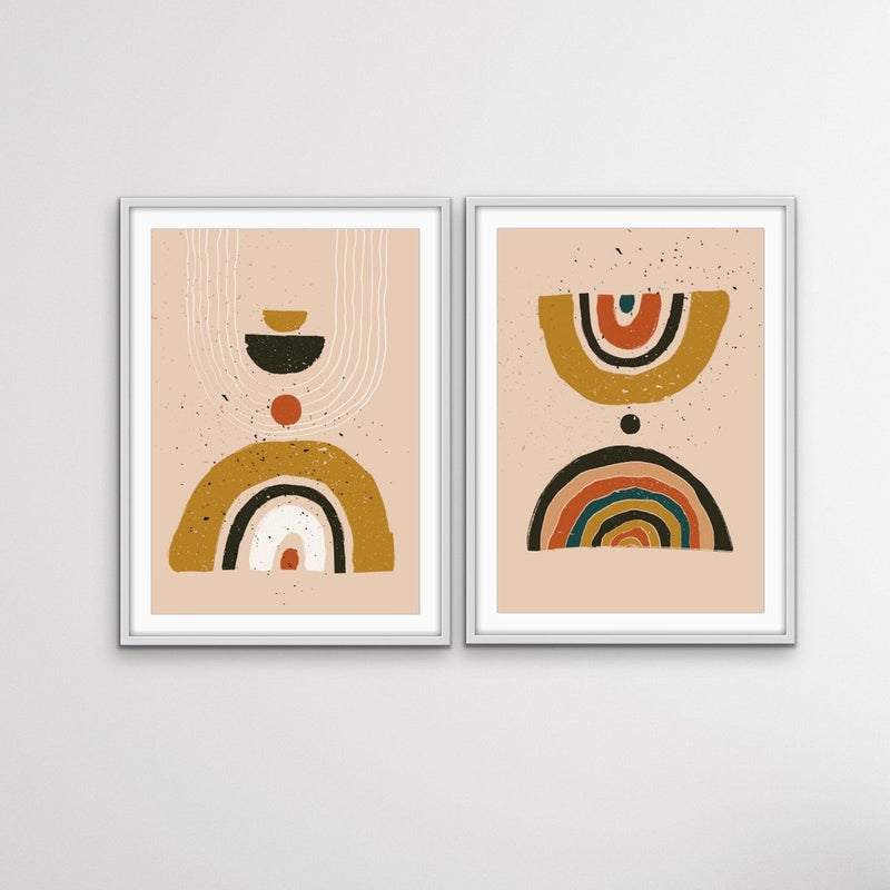 Philosophy - Two Piece Abstract Boho Geometric Minimalist Print Set Diptych - I Heart Wall Art
