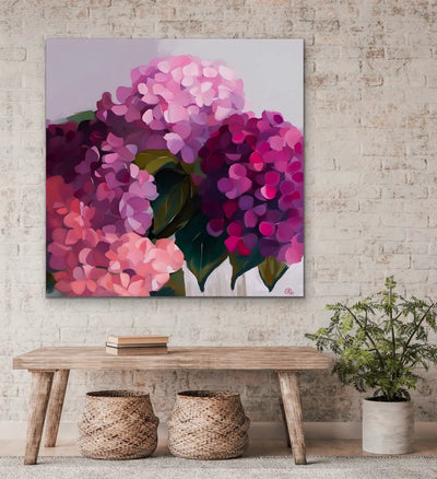 Pink Hydrangeas- Stretched Canvas Canvas Print or Framed Art Print I Heart Wall Art Australia 