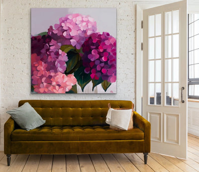 Pink Hydrangeas- Stretched Canvas Canvas Print or Framed Art Print I Heart Wall Art Australia 