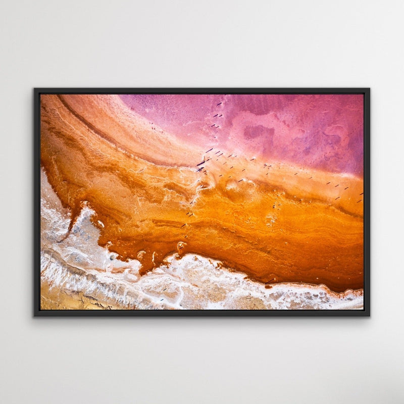 Pink Lake-  Photographic Print Of Pink and Orange Lake Nature Stretched Canvas Wall Art Print - I Heart Wall Art