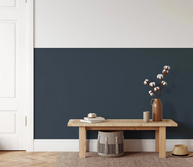 Plain Colour Wallpaper In Dark Storm (Blue) - Peel and Stick and Soak and Stick Wallpaper I Heart Wall Art Australia 