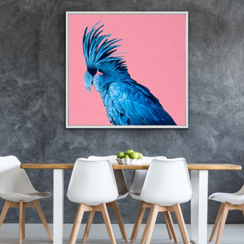 Polly - Black Parrot Pink Background Canvas Wall Art Print - I Heart Wall Art