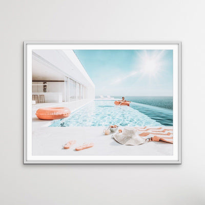 Poolside - Print of Woman In Pool In Luxury Home Photographic Print - I Heart Wall Art