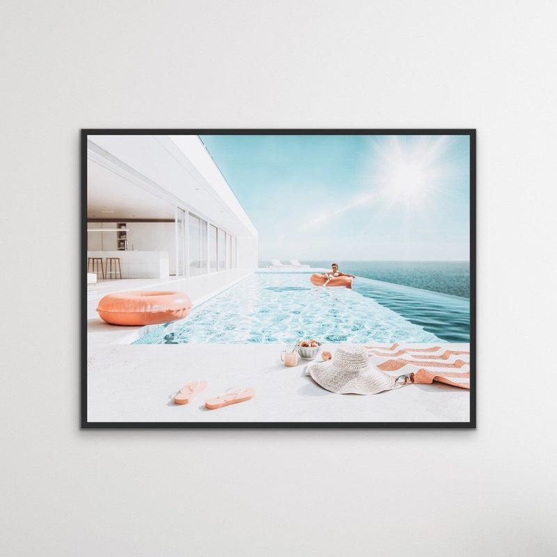 Poolside - Print of Woman In Pool In Luxury Home Photographic Print - I Heart Wall Art