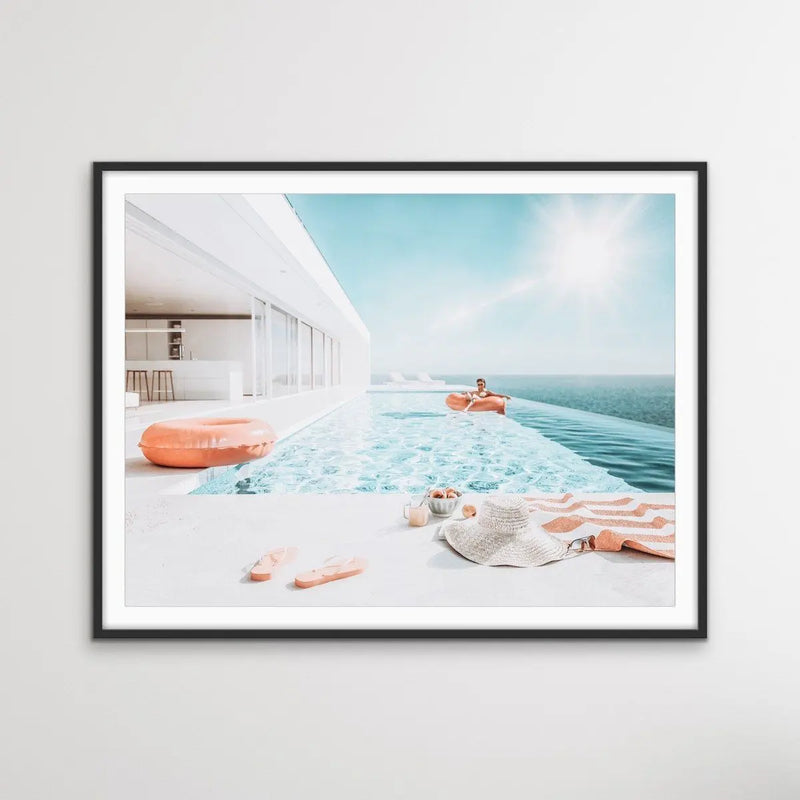 Poolside - Print of Woman In Pool In Luxury Home Photographic Print - I Heart Wall Art