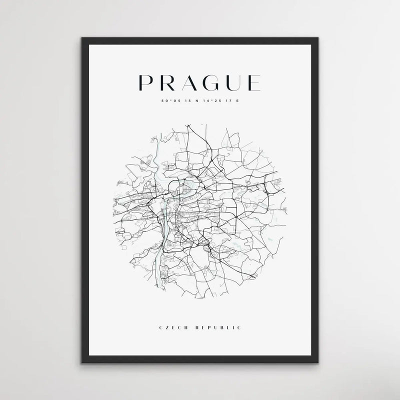 Prague City Map - Heart, Square Or Round City Map I Heart Wall Art 