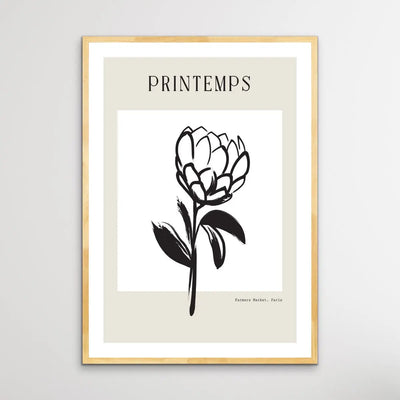 Printemps -  Minimalist Black and White Flower Line Classic Art Print - I Heart Wall Art
