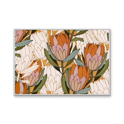 Protea Garden - Orange and Green Collage-Style Native Floral Artwork- Canvas Or Art Print I Heart Wall Art Australia 