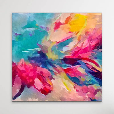 Pure Joy - Bright Colourful Abstract Pink Blue Floral Canvas or Art Print - I Heart Wall Art
