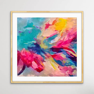 Pure Joy - Bright Colourful Abstract Pink Blue Floral Canvas or Art Print - I Heart Wall Art
