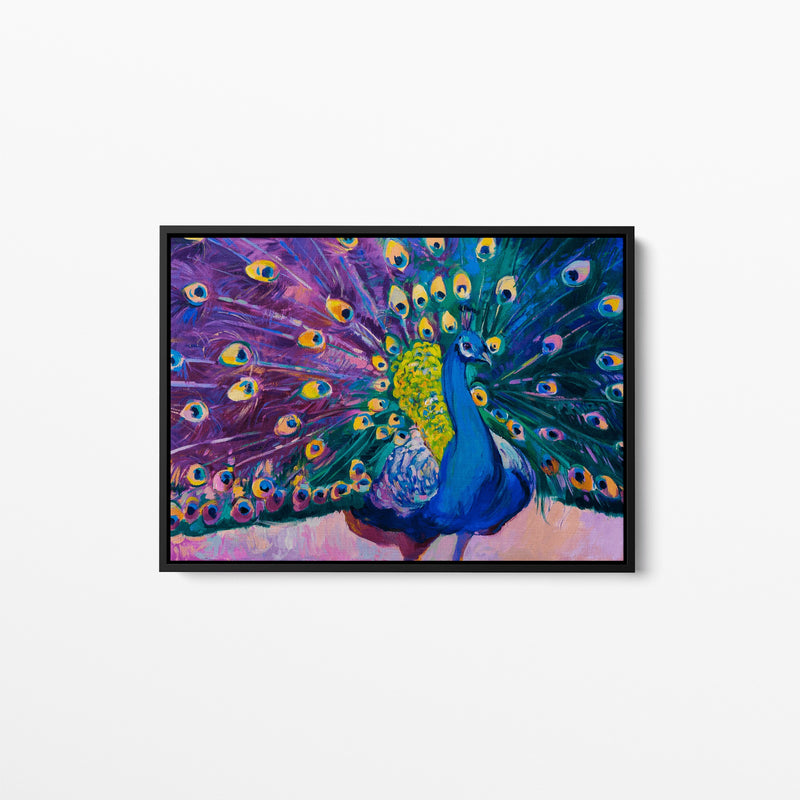 Purple Peacock - Oil Painting Purple Peacock Print Wall Art Canvas - I Heart Wall Art