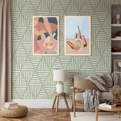 Pyramids In Green - Peel and Stick Removable Wallpaper I Heart Wall Art Australia 