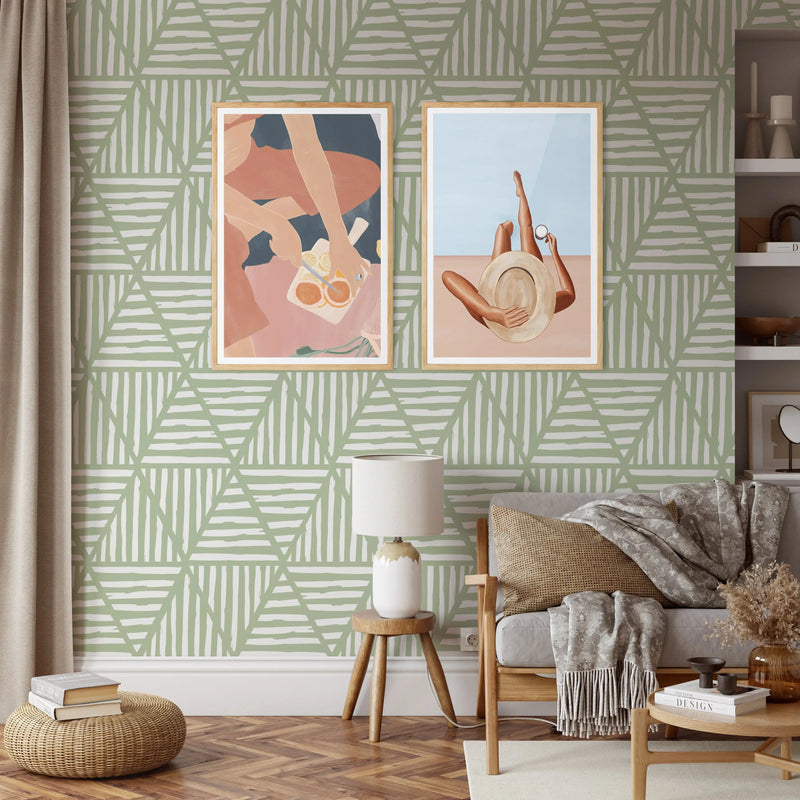 Pyramids In Green - Peel and Stick Removable Wallpaper I Heart Wall Art Australia 