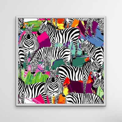 Rainbow Zebra - Abstract Colourful Zebra Landscape Canvas Art Print  Wall Art - I Heart Wall Art