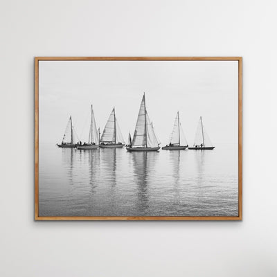 Regatta in Black and White - Hamptons Sailing Print On Canvas Or Framed Print - I Heart Wall Art