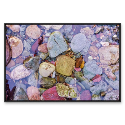 River Stones - Green and Purple River Creek Stone Photographic Print As Canvas or Art Print I Heart Wall Art Australia 