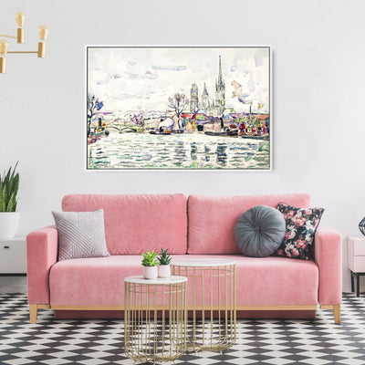 River scene Rouen by Paul Signac - Stretched Canvas Print or Framed Fine Art Print - Artwork I Heart Wall Art Australia 