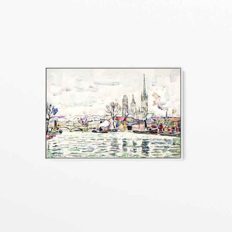 River scene Rouen by Paul Signac - Stretched Canvas Print or Framed Fine Art Print - Artwork I Heart Wall Art Australia 
