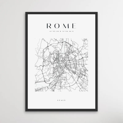 Rome City Map - Heart, Square Or Round City Map I Heart Wall Art 