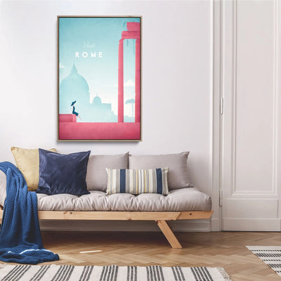 Rome by Henry Rivers - Stretched Canvas Print or Framed Fine Art Print - Artwork- Vintage Inspired Travel Poster I Heart Wall Art Australia 