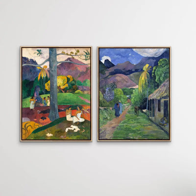 Rue De Tahiti and Mata Mui by Paul Gauguin - Two Piece Print Set on Canvas or Paper I Heart Wall Art Australia 