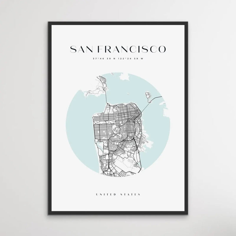 San Francisco City Map - Heart, Square Or Round City Map I Heart Wall Art 