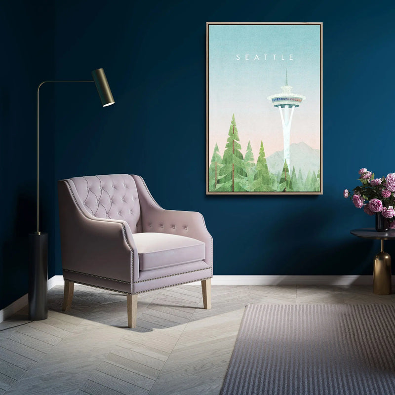 Seattle by Henry Rivers - Stretched Canvas Print or Framed Fine Art Print - Artwork- Vintage Inspired Travel Poster I Heart Wall Art Australia 