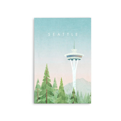 Seattle by Henry Rivers - Stretched Canvas Print or Framed Fine Art Print - Artwork- Vintage Inspired Travel Poster I Heart Wall Art Australia 