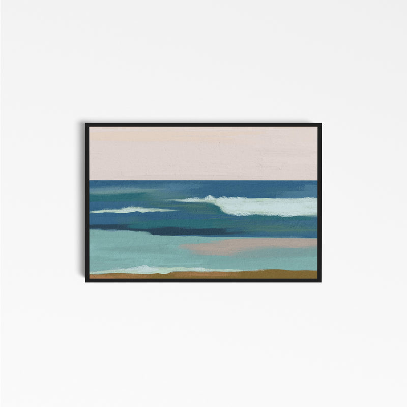 Serendipity - Ochre Pink Blue Boho Ocean Landscape Canvas or Art Print - I Heart Wall Art